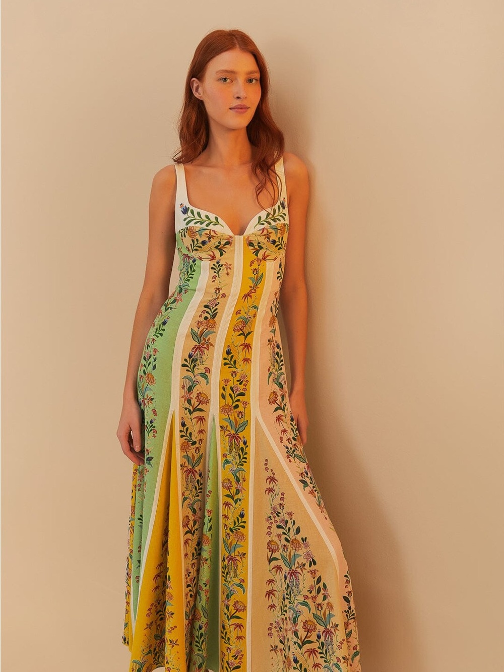 Farm Rio Floral Stripes Dress - Picture 2 of 10